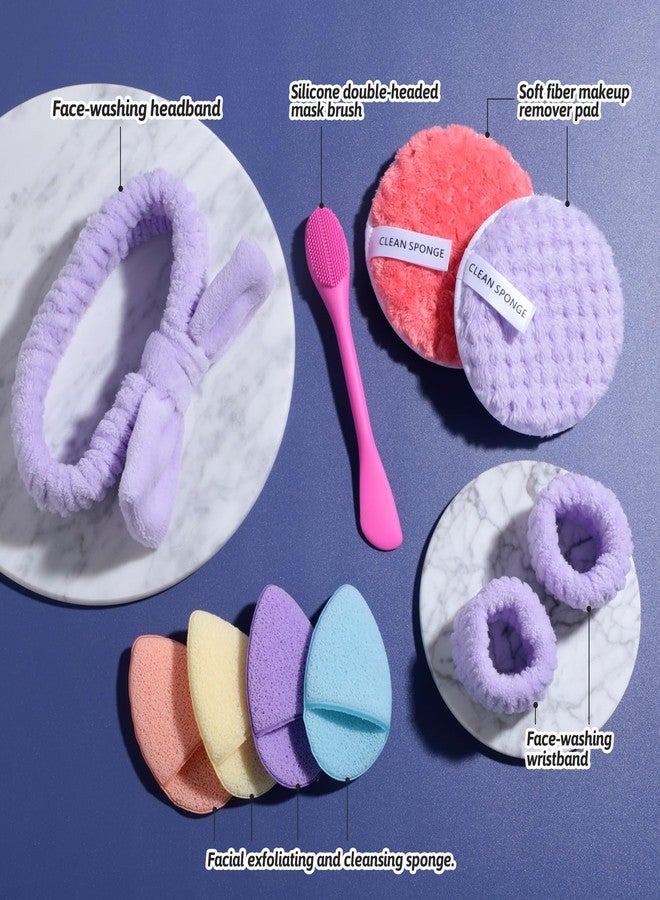 JPNK Face Sponges Cleansing Exfoliating Facial Sponges for Facial Mask Tools Removing and Makeup Remover Pads Set (Pink) - Image 2